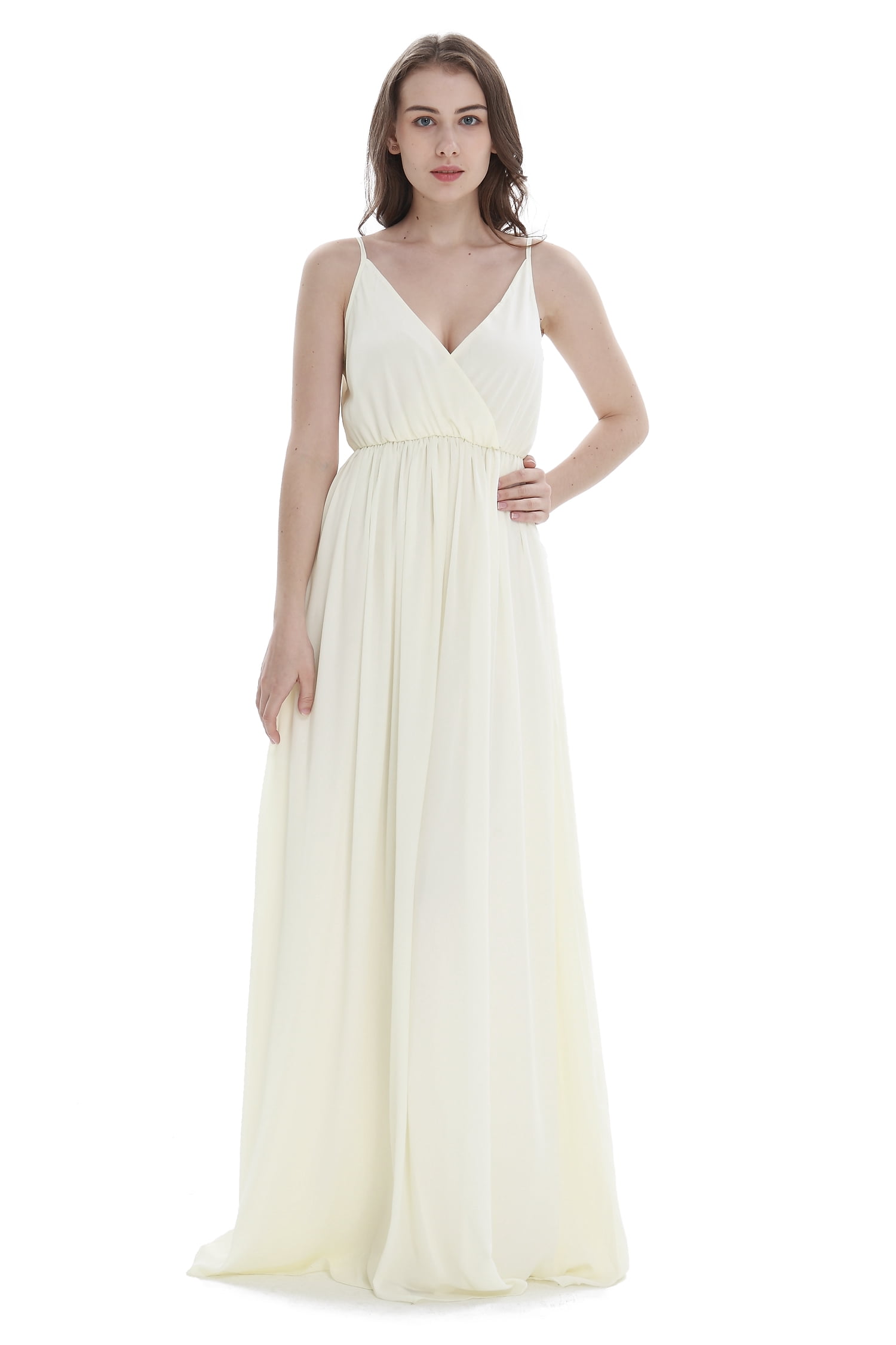 Straps V-Neck Floor Length Bridesmaid Dress Wedding Party Dress
