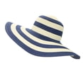 thumbnail image 1 of Women's Beachwear Sun Hat Stripe Striped Straw Hat Floppy Beach Hat Foldable Wide Brim Cap for Summer, 1 of 8