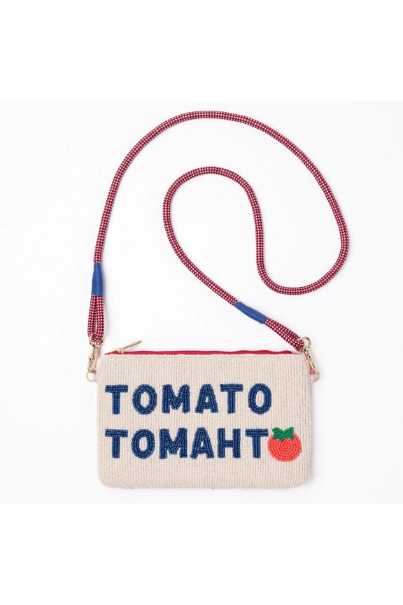 Women's Handwoven Tomato Seed Beaded Handbag with Strap