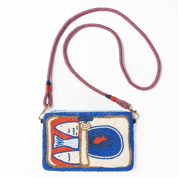 Women's Handwoven Sardine Roe Beaded Clutch Bag