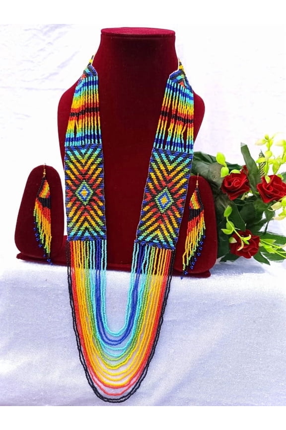 Women's Beaded Long Necklace Bohemian Style Neck Wear Tassel Seed Ukrainian Beaded Jewelry For Gifting Use