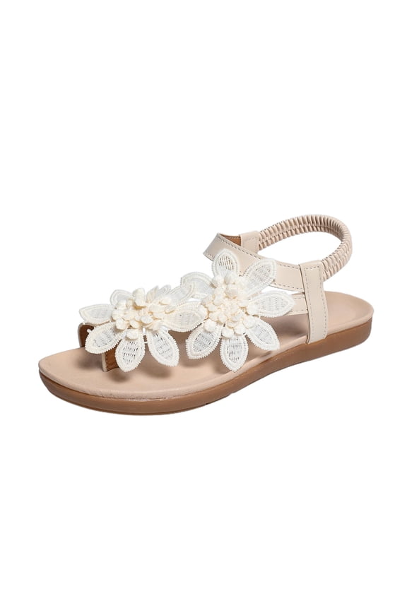 Womenâs Beaded Sandals with Arch Support - Comfortable Flat Summer Beach Sandals, Bohemian Style Slide Sandals for Women, Non Cushion Footbed for Walking, Lightweight Outdoor Casual Shoes