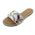 thumbnail image 1 of Women's Beaded Slid Sandal Crystal Rhinestone Embellished Multi-Color Gemstone, 1 of 5