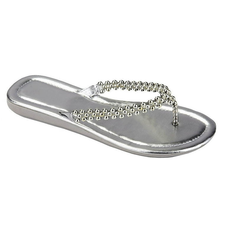 Ladies silver flip flops top