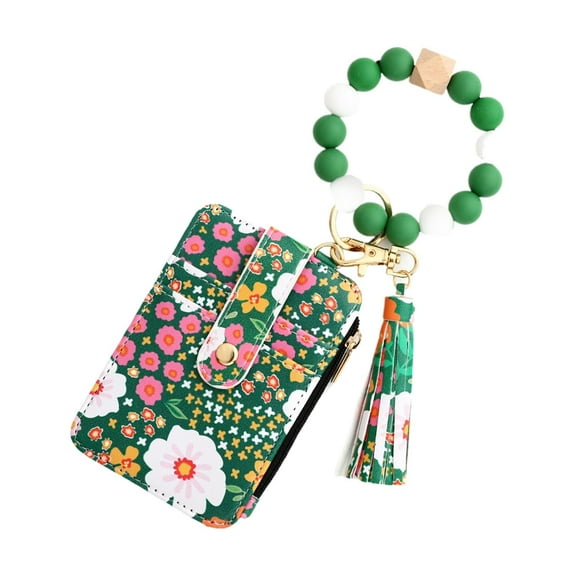 Women's Beaded Wallet,Keychain Bracelet Wristlet with Wallet Card Holder Pocket With Beaded Tassel Decoration(E*1PCS)