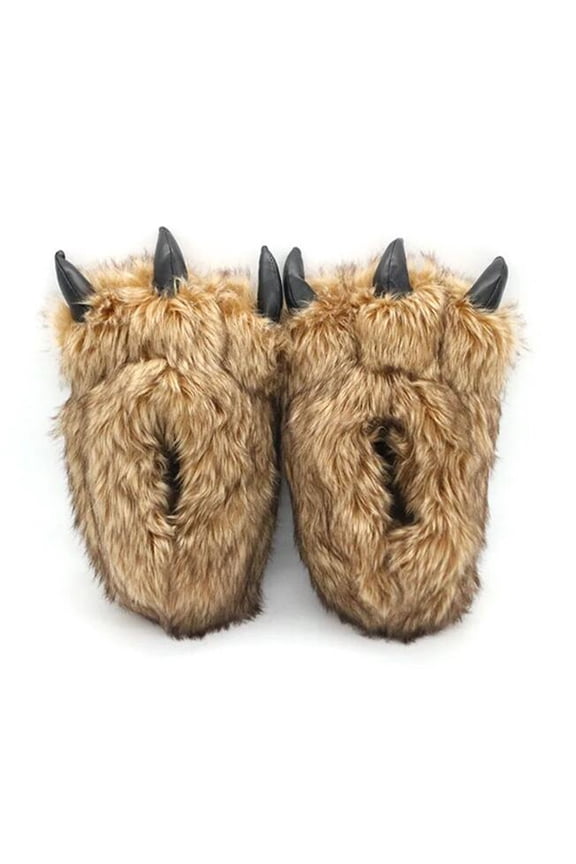 Women's Bear Claw Novelty Slippers, Slip On Round Big Toe Fluffy Flat Home Funny Shoes, Indoor Creative Cozy Shoes