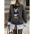 thumbnail image 1 of Women's Bear Graphic Sweatshirt Long Sleeve Pullover Top, 1 of 7