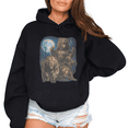 thumbnail image 1 of Women's Bear Pack Graphic Breathable Hoodie Top Casual Comfortable Hooded long-sleeved Black S-2XL, 1 of 7