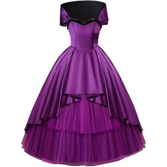 Women’s Bearded Lady Circus Dress – Deluxe Purple Outfit for Stage Performance and Themed Events