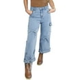 thumbnail image 1 of Women's Beau Blue Bowknot Decor Boyfriend Cargo Jeans with Pocket - [ZhiHiMeRi] | 10, 1 of 12