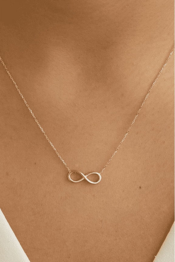 Women's Beautiful Charm nfinity Necklace in 14k Yellow Gold Plated