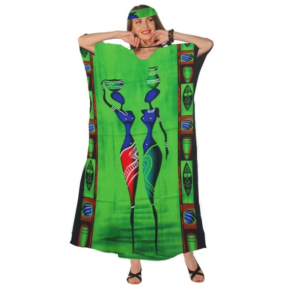 Women's Beautiful Prints Caftan Maxi Dress in Tropical Prints One Size Fits Most
