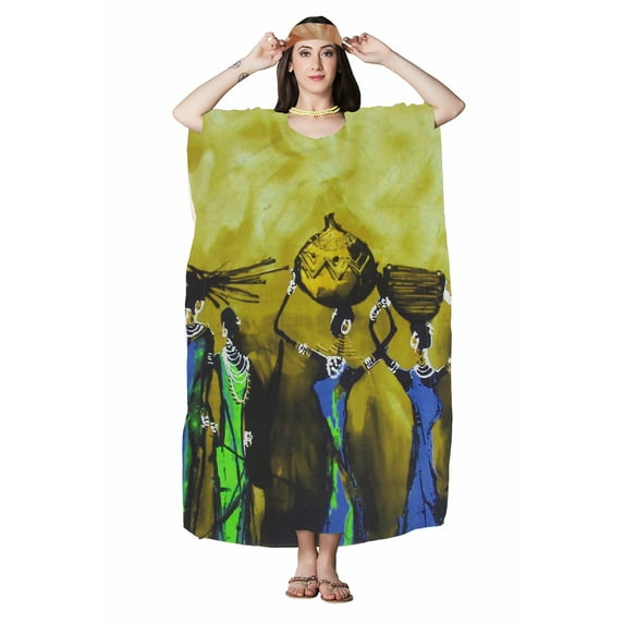 Women's Beautiful Prints Caftan Maxi Dress in Tropical Prints One Size Fits Most