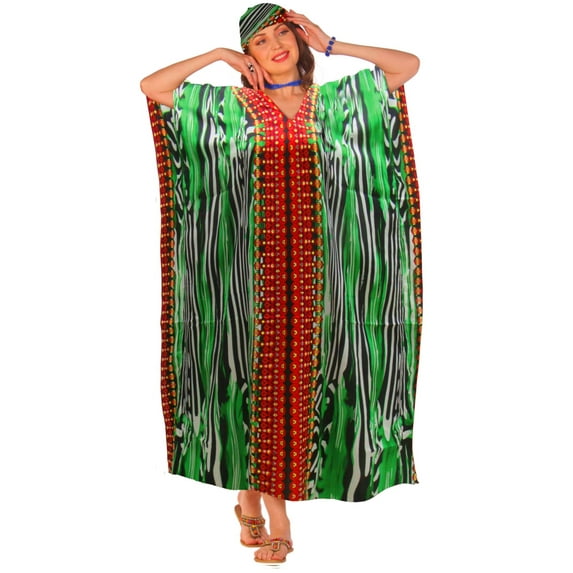 Women's Beautiful Prints Caftan Maxi Dress in Tropical Prints One Size Fits Most