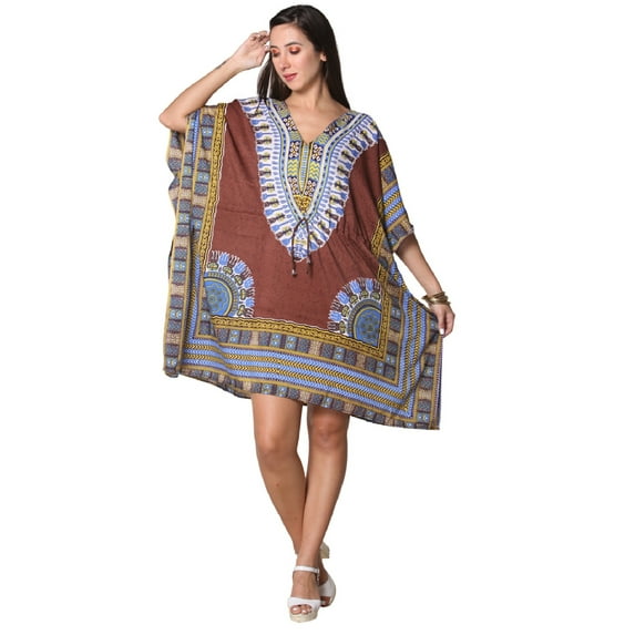 Women's Beautiful Prints Short Kimono Kaftan Dress Coverup Loose Sundress Caftan