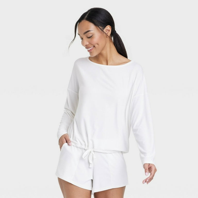 Women s Beautifully Soft Ribbed Pajama Set Stars Above Cream M