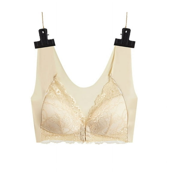 Women's Beauty Back Front Closure Vest Bra Plus-size Wide Straps Sexy Lace Braless Vest Lingerie Corset