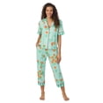 thumbnail image 1 of Women's Beauty Sleep Social Cozy Jersey Notch Pajama Top & Cropped Pajama Pants Set Color: Orange Squeeze Size: SMALL, 1 of 5