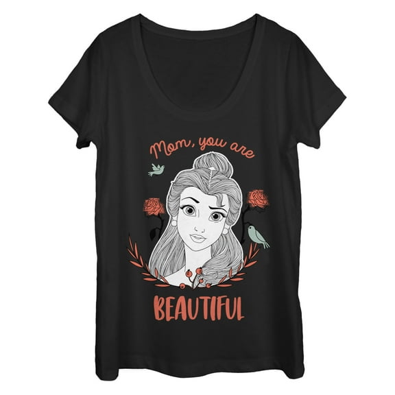 Women's Beauty and the Beast Beautiful Mom  Scoop Neck Black Large