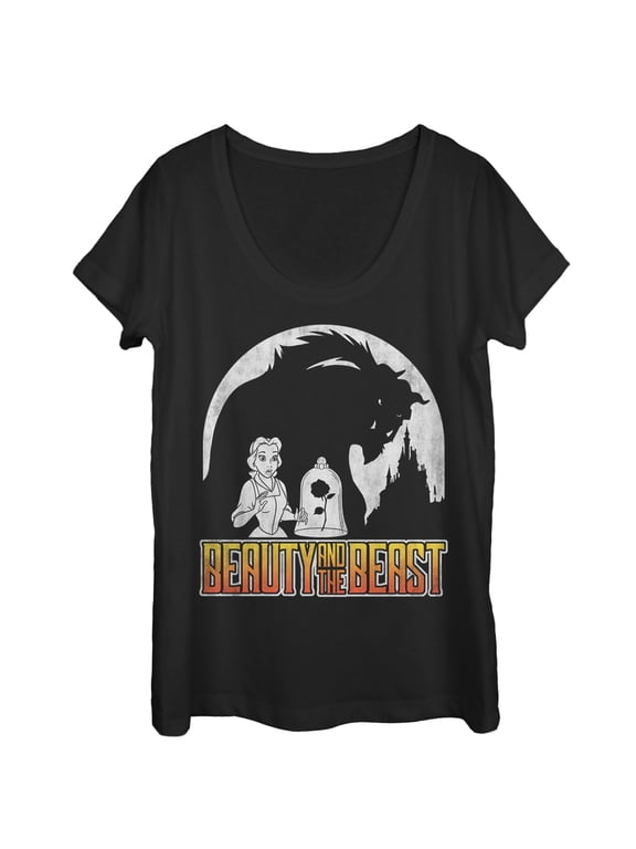 Women's Beauty and the Beast Belle Shadow Scoop Neck Black Small