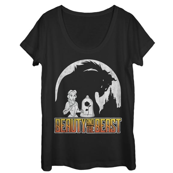 Women's Beauty and the Beast Belle Shadow  Scoop Neck Black X Large