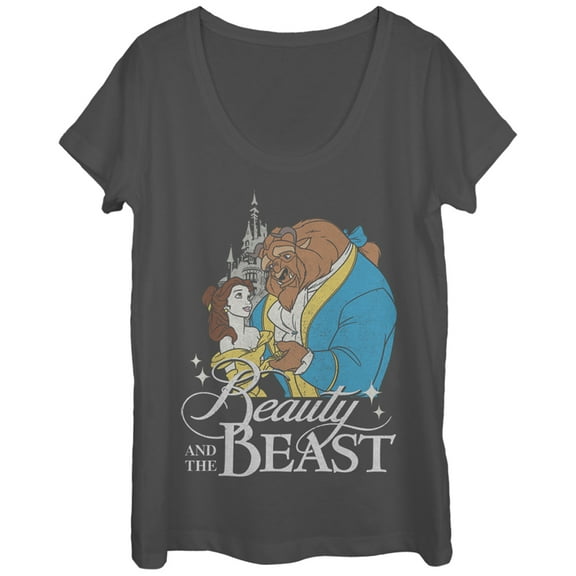 Women's Beauty and the Beast Classic Scoop Neck Charcoal X Large