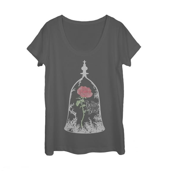 Women's Beauty and the Beast Frost Rose Scoop Neck Charcoal Large