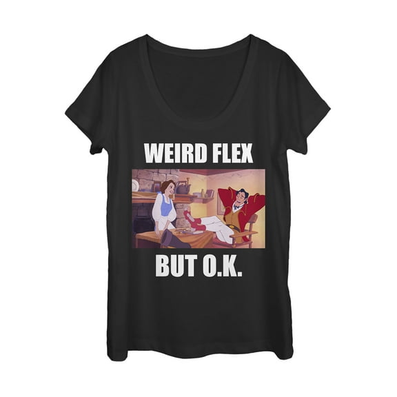 Women's Beauty and the Beast Gaston Flex  Scoop Neck Black Small