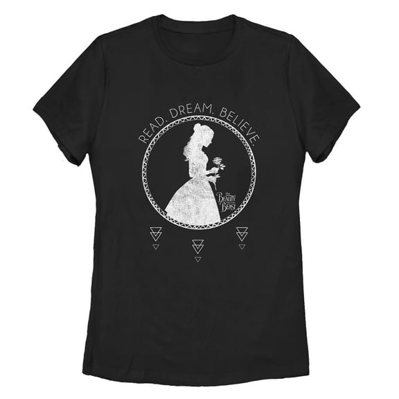 Women's Beauty and the Beast Read Dream  Graphic Tee Black Large