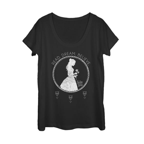 Women's Beauty and the Beast Read Dream  Scoop Neck Black Small