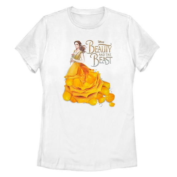 Women's Beauty and the Beast Rose Petal Dress  Graphic Tee White Small