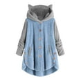 thumbnail image 1 of Women's Bed Jackets,Plus Size Hoodie Cardigan Top for Women Fleece Faux Fur Coats Long Sleeve Teddy Bear Jacket Button Loose Fluffy Coats, 1 of 4