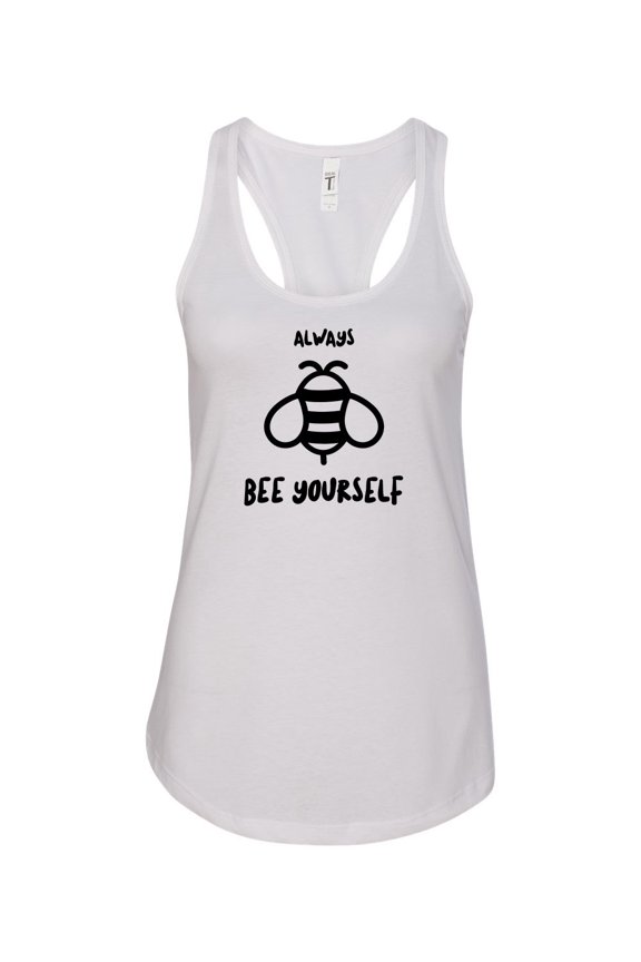 Women's Bee Yourself Ladies Racerback Tank Top-White-xxl