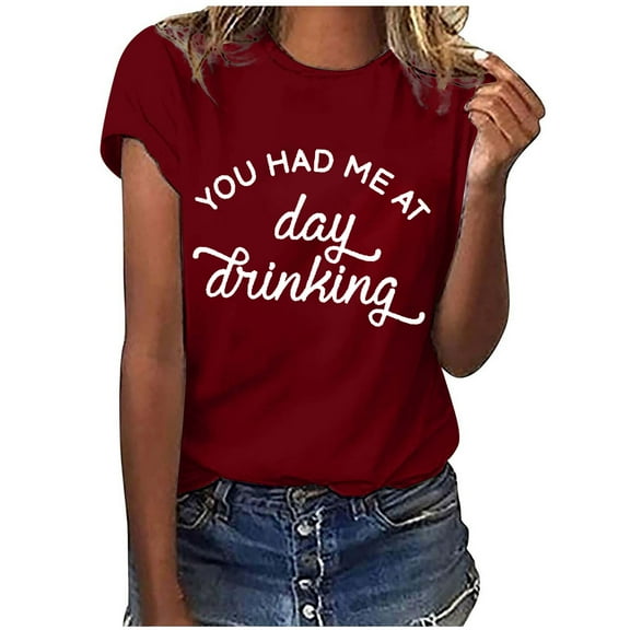 Women's Beer Festival Printed Tops Fashion Cute Short Sleeve Round Neck Tops Shirt