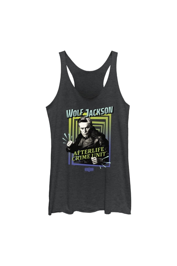 Women's Beetlejuice Beetlejuice Wolf Jackson Afterlife Crime Unit Racerback Tank Top