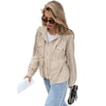 thumbnail image 1 of Women's Beige 2 in 1 Thermal Knit Textured Hooded Jacket – Cozy Casual Layer for Fall & Autumn | L, 1 of 5