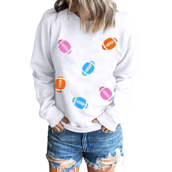 Women's Beige Chenille Embroidered Patched Pullover Sweatshirt - [ZhiHiMeRi] | (US 18-20)2XL