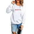 thumbnail image 1 of Women's Beige Merry Graphic Embroidered Crew Neck Sweatshirt for the Holidays - [ZhiHiMeRi] | (US 20-22)2XL, 1 of 8