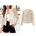 thumbnail image 1 of Women's Beige Sequin Jackets for Women Long Sleeve Sparkle Cardigan Sequin Top Women, 1 of 6