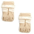 thumbnail image 1 of Women's Beige Solid Fleece 3-Piece gloves scarf Hat Winter Set, 2 Pack, 1 of 5