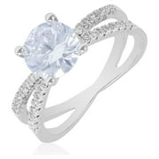 BELIEVE BY BRILLIANCE Women's Believe in Brilliance Fine Silver Plate AAA Cubic Zirconia Engagement Ring SZ 8.