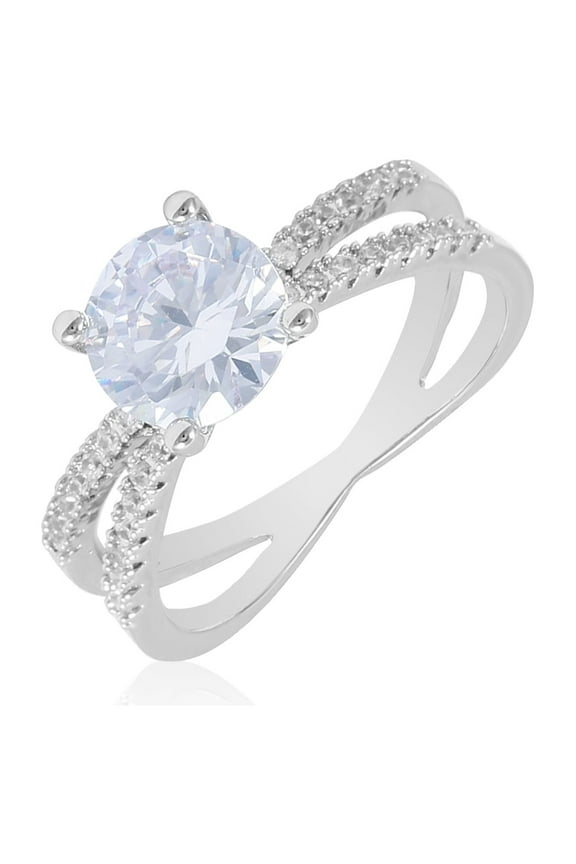 Women's Believe in Brilliance Fine Silver Plate AAA Cubic Zirconia Engagement Ring SZ 8.