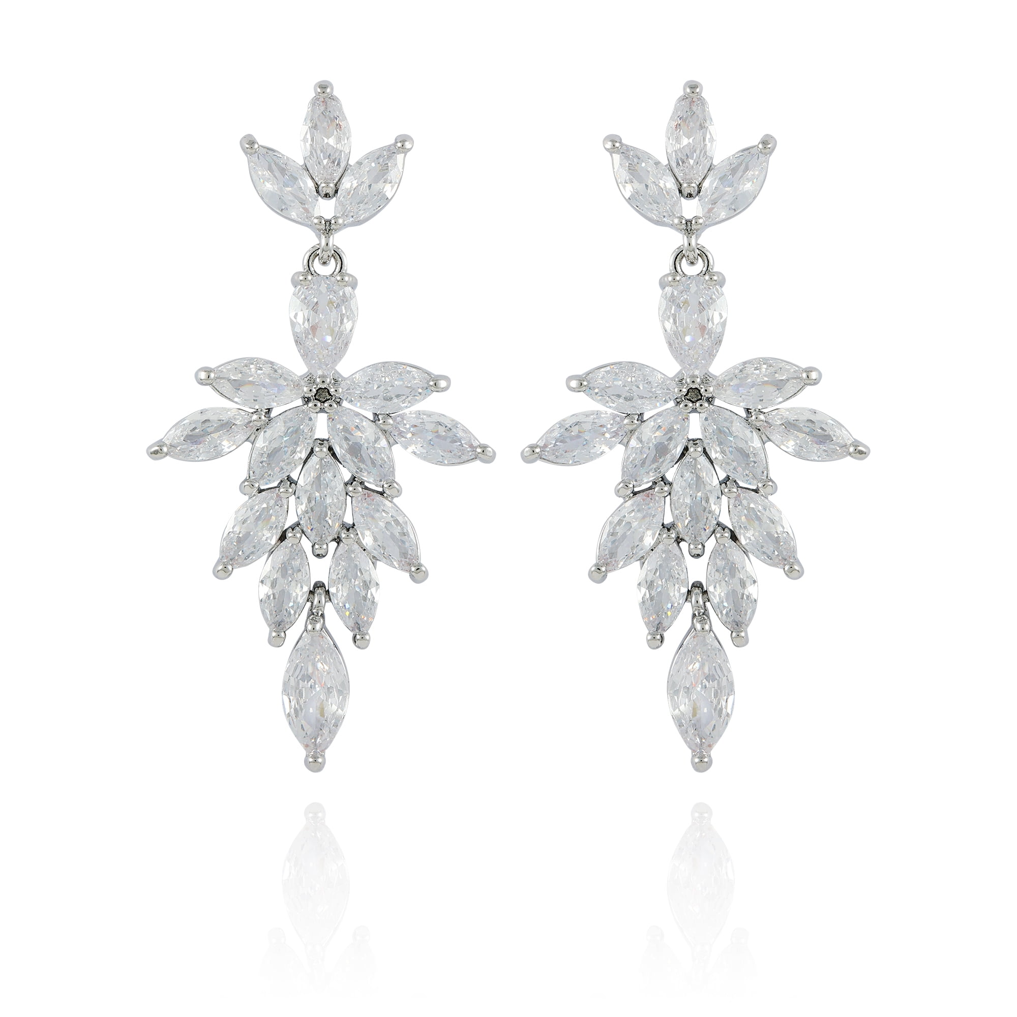 Women's Believe in Brilliance Fine Silver Plate Chandelier Style Earrings with AAA Cubic Zirconia Stones