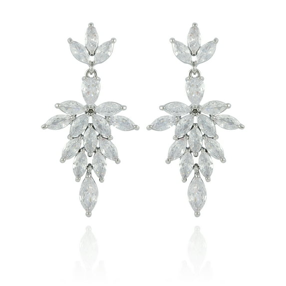 Women's Believe in Brilliance Fine Silver Plate Chandelier Style Earrings with AAA Cubic Zirconia Stones