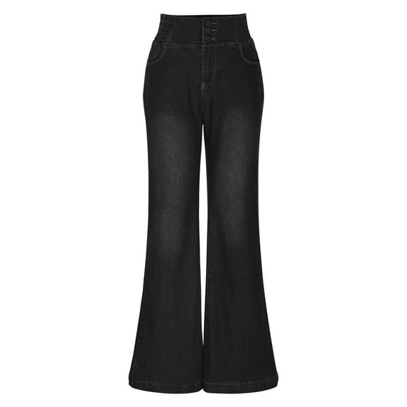 Women's Bell Bottom Denim Jeans High Waist Stretchy Slim Fit Jeans with Pockets