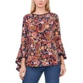 thumbnail image 1 of Women's Bell-Sleeve Top Navy Paisley S, 1 of 1