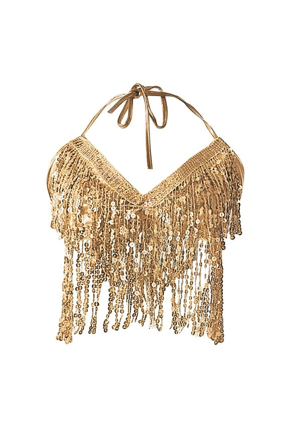 Women's Belly Dance Bra Top With Chest Fringe
