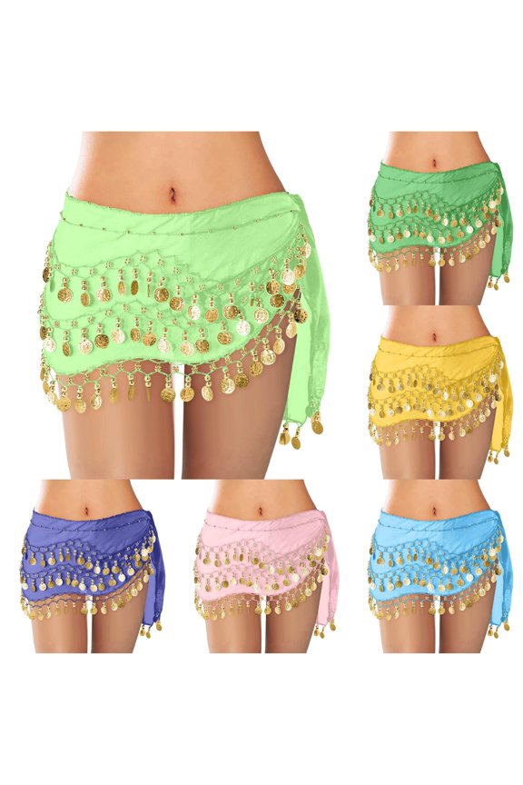Women's Belly Dance Scarf Wrap Skirt Waistband Flowy Bohemian Gypsy Skirt for Performances and Parties Lace up Skirt One Size