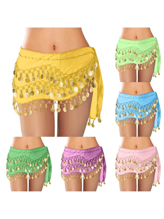 Women's Belly Dance Scarf Wrap Skirt Waistband Flowy Bohemian Gypsy Skirt for Performances and Parties Lace up Skirt One Size