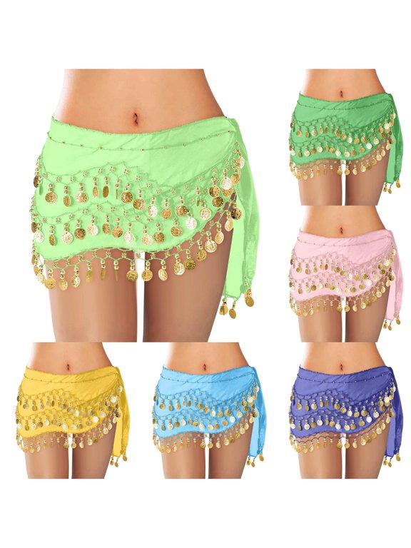 Women's Belly Dance Scarf Wrap Skirt Waistband Flowy Bohemian Gypsy Skirt for Performances and Parties Summer Skirt for Women One Size